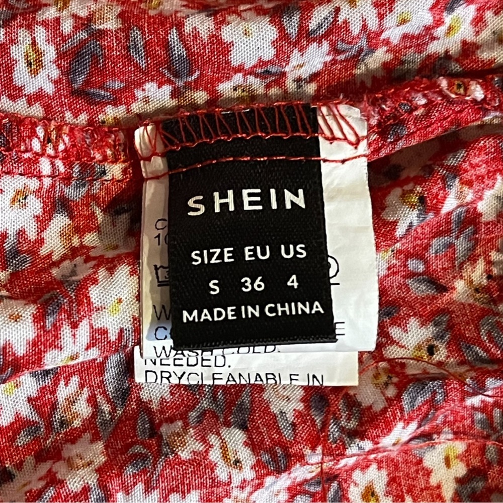 Red Floral Print Surplice Dress by SHEIN - Picture 7 of 7